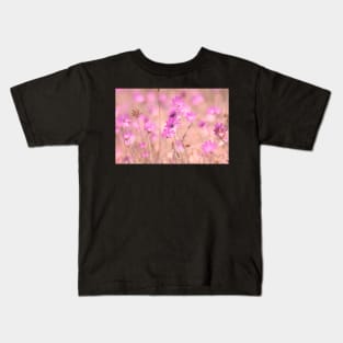 Wild pink meadow flowers II, nature photography Kids T-Shirt